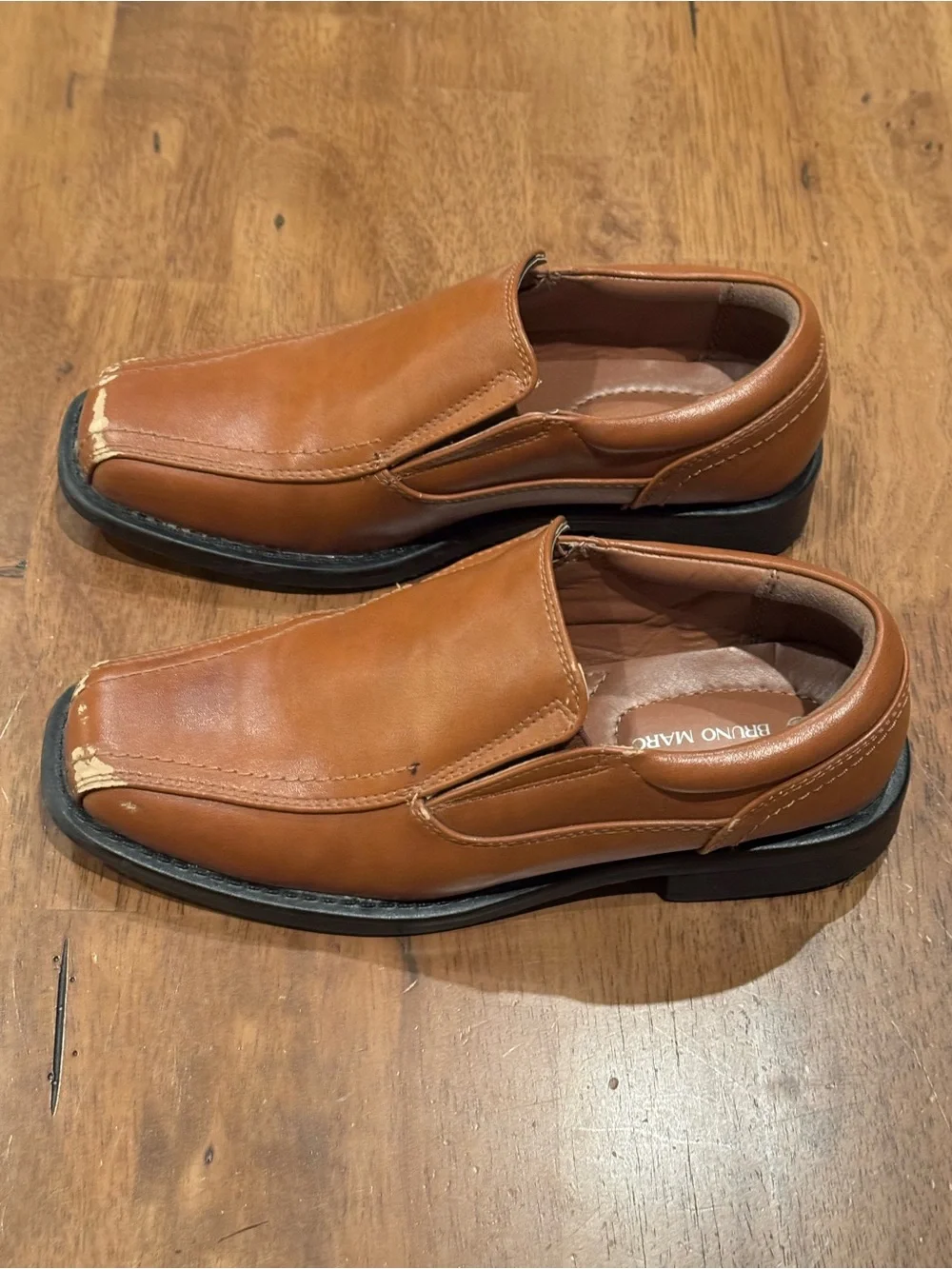 Bruno Marc Boys Brown Slip-On Dress Shoes Size 3 – Faux Leather